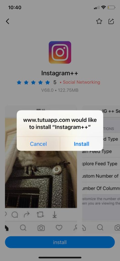 Instagram++ Installer sur iOS avec TuTuApp